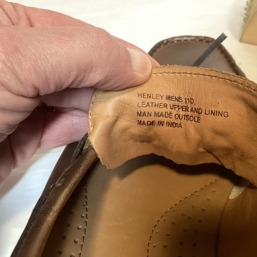 GBX Brown Casual Soft Leather Henley Boat Shoes Loafers Men’s size 11